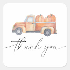 Adesivo Quadrado Cartões de agradecimentos de carrinho de abóbora