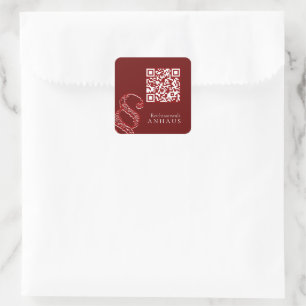 Adesivo Quadrado Cartões de visita marrons Premium com código QR br