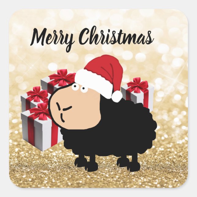 Adesivo Quadrado Cartografia de Papais noeis engraçada e bonitinha  (Frente)