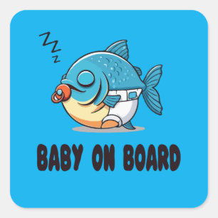 Adesivo Quadrado Cartografia Engraçada De Peixe-Bebê - Bebê Bonito