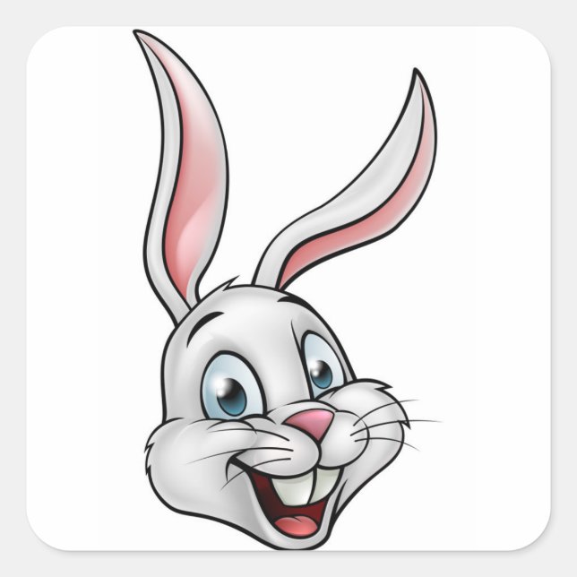 Adesivo Quadrado Cartografia Rosto Coelho Branco (Frente)