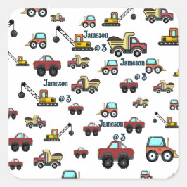 Adesivo Quadrado Cartografia Veículo Cargueiro-Caminhão Aniversário