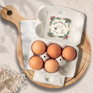 Adesivo Quadrado Cartonagem de ovos Vintage de Natal