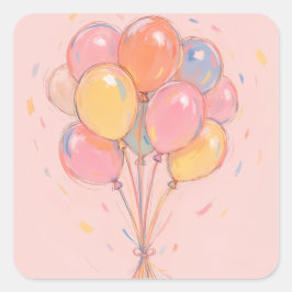 Adesivo Quadrado Cartonagens de bolos de aniversário ou selos de en