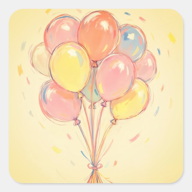 Adesivo Quadrado Cartonagens de bolos de aniversário ou selos de en (Frente)