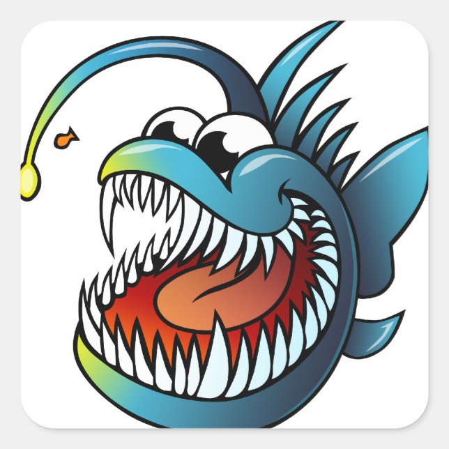 Adesivo Quadrado Cartoon Angler Fish (Frente)