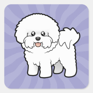 Adesivo Quadrado Cartoon Bichon Frise