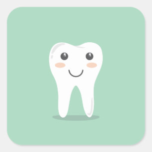 Adesivo Quadrado Cartoon Branco Feliz Kawaii Cartoon Bonito Caráter