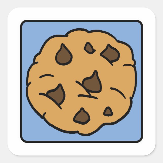 Adesivo Quadrado Cartoon Clip Art Chocolate Chip Cookie Dessert (Frente)