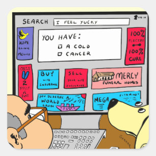 Adesivo Quadrado Cartoon de diagnóstico do mecanismo de busca 883