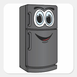 Adesivo Quadrado Cartoon de refrigerador preto