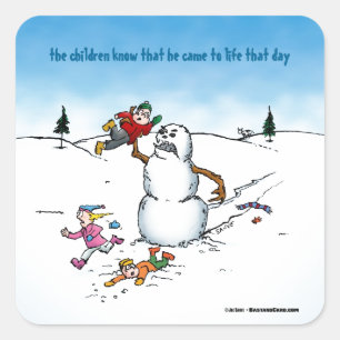 Adesivo Quadrado Cartoon do Killer Snowman