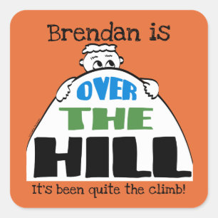 Adesivo Quadrado Cartoon Face Over the Hill Personalized Birthday