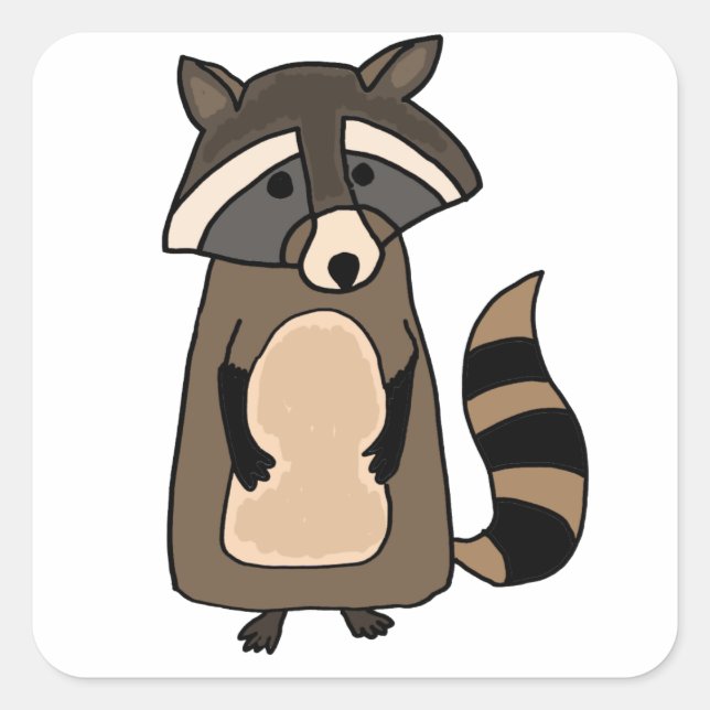 Adesivo Quadrado Cartoon Funky Raccoon (Frente)