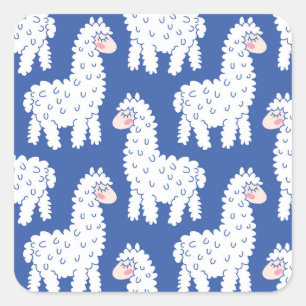 Adesivo Quadrado Cartoon lama alpaca, padrão de colheita
