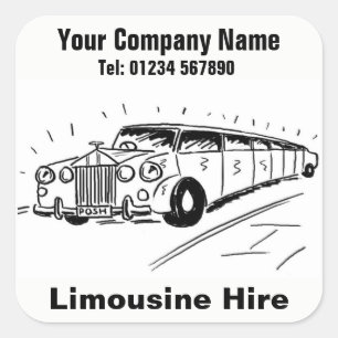 Adesivo Quadrado Cartoon Limousine Hire