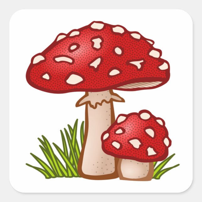 Adesivo Quadrado Cartoon Red Mushroom (Frente)
