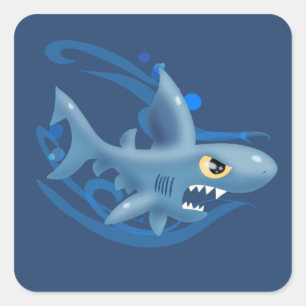Adesivo Quadrado Cartoon Shark Incrível