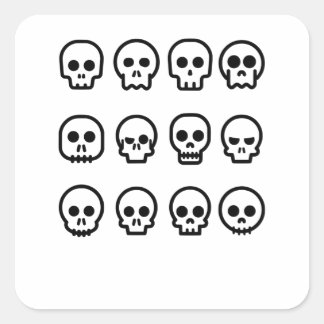Adesivo Quadrado Cartoon Simples - Caveira da Morte de Halloween