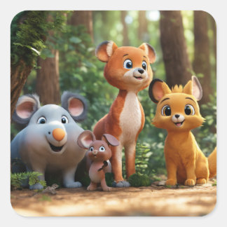 Adesivo Quadrado Cartoon Sticker