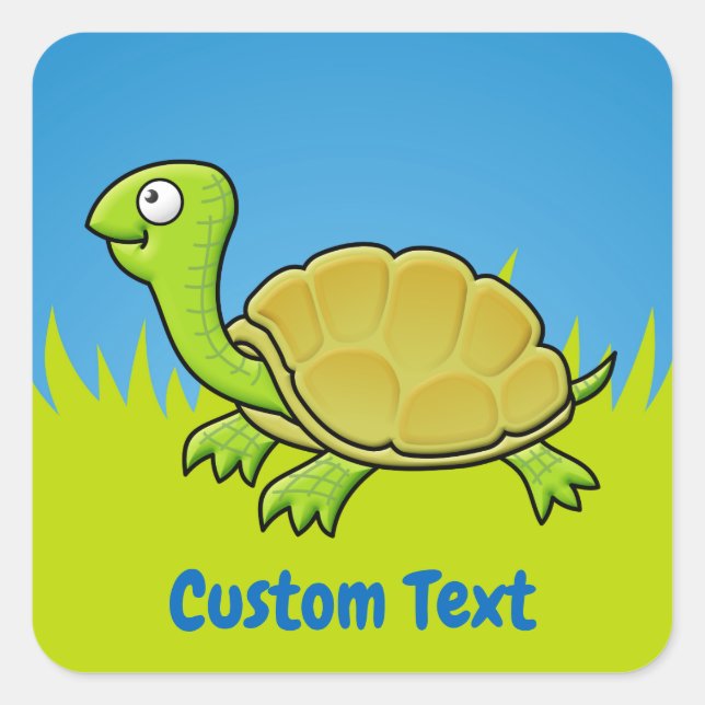 Adesivo Quadrado Cartoon Turtle Square Sticker (Frente)