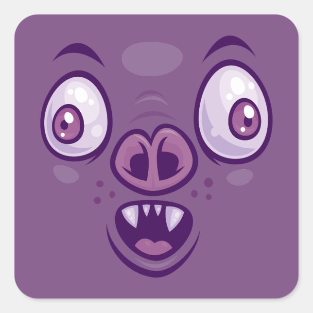 Adesivo Quadrado Cartoon Wackon Vampire Bat Face (Frente)
