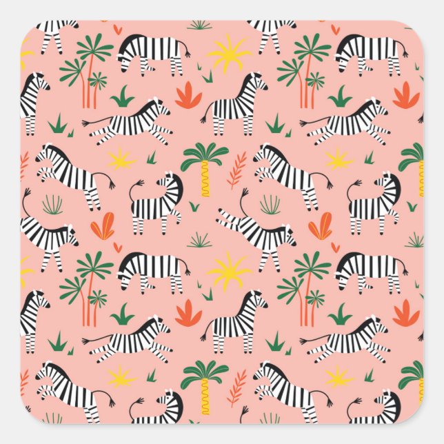 Adesivo Quadrado Cartoon Zebras Funny Patterno Sem Olho (Frente)