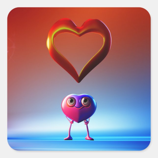 Adesivo Quadrado Cartucho de Corações (Frente)