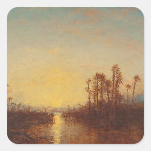 Adesivo Quadrado Cartum, Coucher De Soleil - Félix Ziem