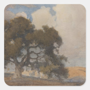 Adesivo Quadrado Carvalho (1910) – Majestosa Aquarela Antiga
