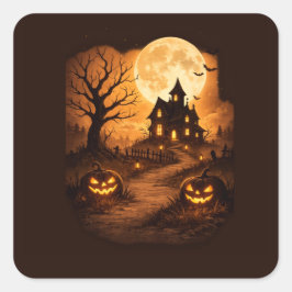 Adesivo Quadrado Casa Assombrada Assustadora de Halloween