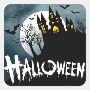 Adesivo Quadrado Casa assombrada em um monte Spooktacular o Dia das