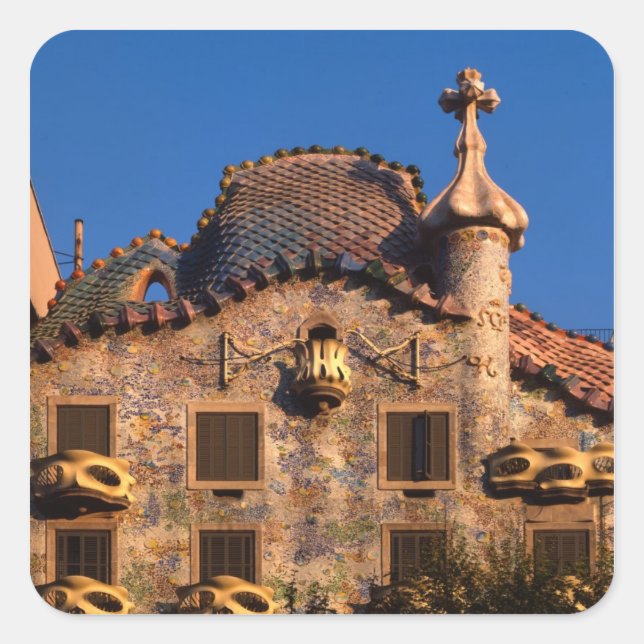 Adesivo Quadrado Casa Batilo, Arquitetura Gaudi, Barcelona (Frente)