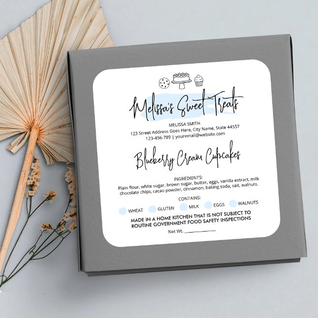 Adesivo Quadrado Casa da Lei de Algodão Licença de Comida de Azul (Criador carregado)