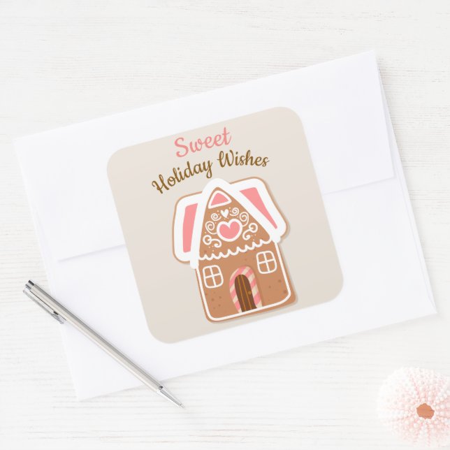 Adesivo Quadrado Casa de Biscoito de gengibre (Envelope)