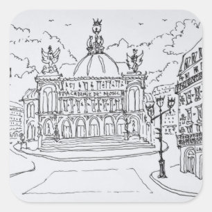 Adesivo Quadrado Casa de Ópera Palais Garnier   Paris, França