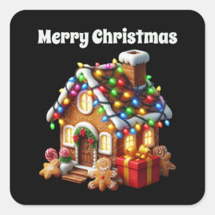 Adesivo Quadrado Casa de pão doce de Natal