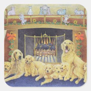 Adesivo Quadrado Casa e lareira