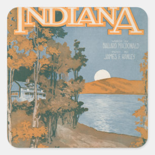 Adesivo Quadrado Casa traseira outra vez em Indiana