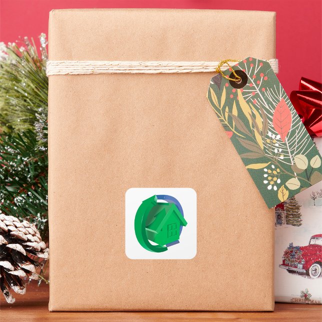 Adesivo Quadrado Casa Verde E Setas (Criador carregado)