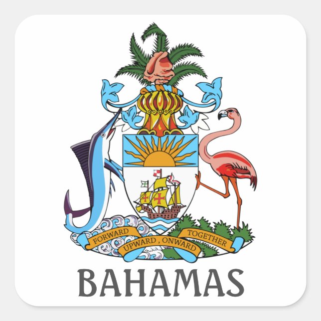 Adesivo Quadrado Casaco de armas - Bahamas (Frente)