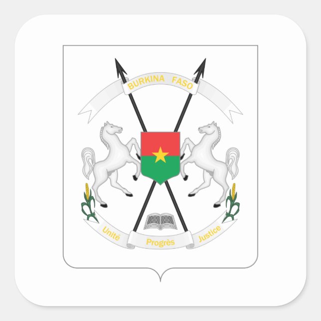 Adesivo Quadrado Casaco de Armas Burkina Faso (Frente)