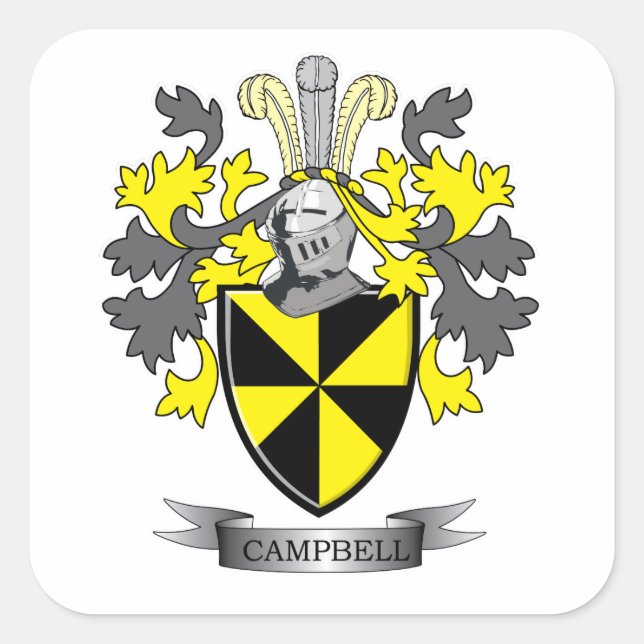 Adesivo Quadrado Casaco de armas da Campbell Family Crest (Frente)