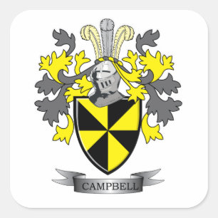Adesivo Quadrado Casaco de armas da Campbell Family Crest