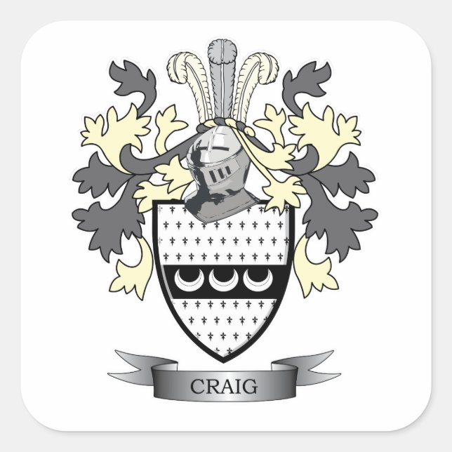 Adesivo Quadrado Casaco de armas da Craig Family Crest (Frente)