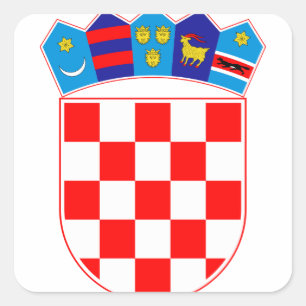 Adesivo Quadrado Casaco de armas da Croácia, Emblem croata, Hrvats
