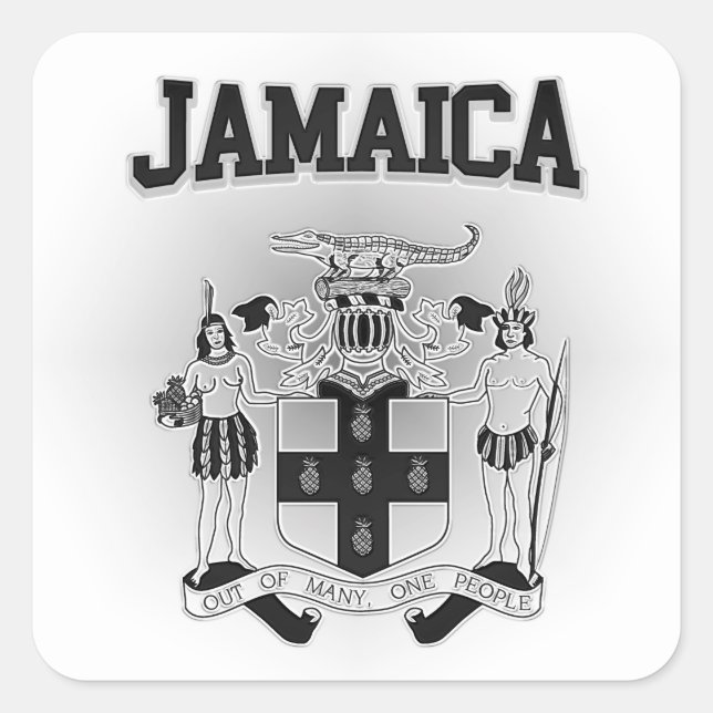 Adesivo Quadrado Casaco de armas da Jamaica (Frente)