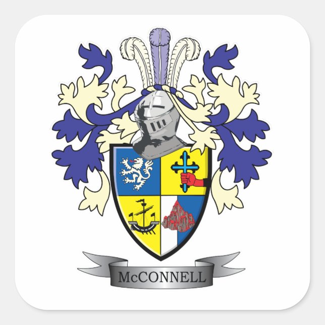 Adesivo Quadrado Casaco de armas da McConnell Family Crest (Frente)