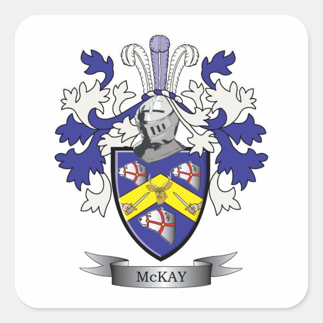 Adesivo Quadrado Casaco de armas da McKay Family Crest (Frente)