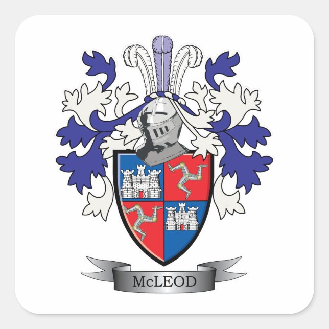 Adesivo Quadrado Casaco de armas da McLeod Family Crest (Frente)